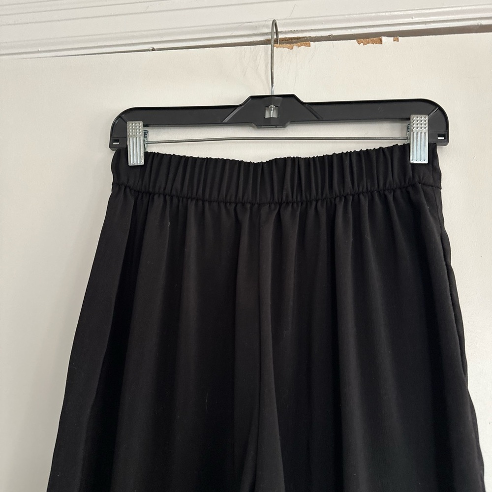 Zara Sz: M  Black Wide Leg Cropped Pull On Sailor Pant Large Button Accent - Picture 12 of 12